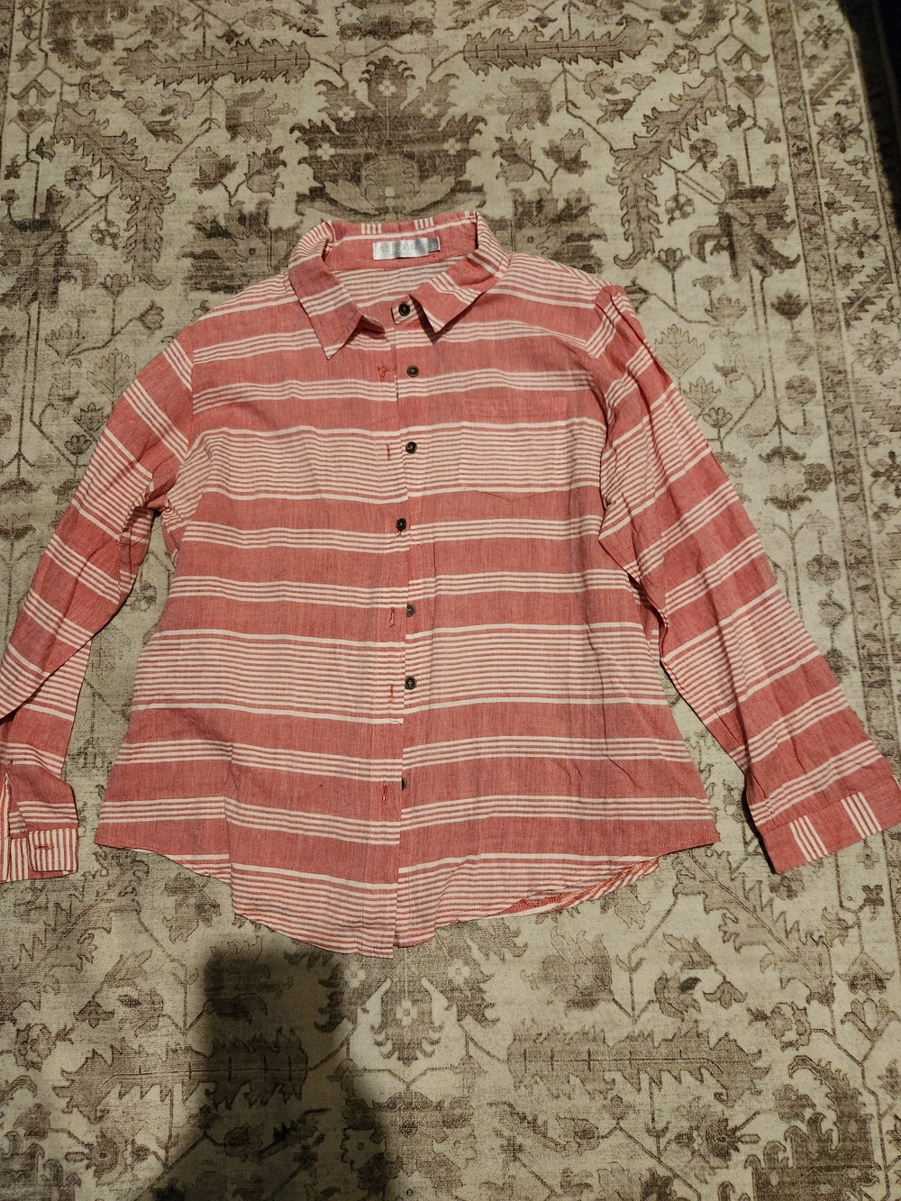 Solitaire Pink and White Striped Button-Down Shirt